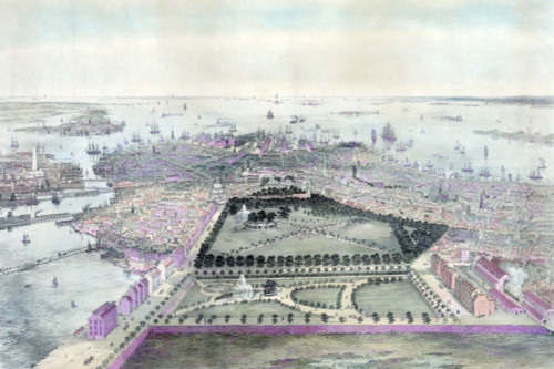 Boston. The City Of Boston. Color Lithograph 1850. History - Item # VAREVCHCDLCGCEC565