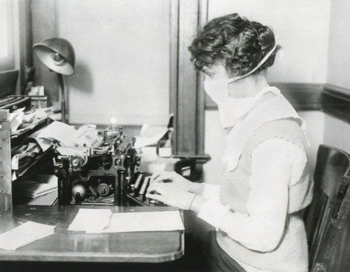 Spanish Flu Epidemic 1918-1919 In America. Wearing A Gauze Surgical Mask While Working History - Item # VAREVCHISL043EC497