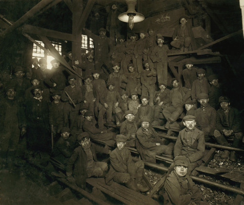 Dust Covered Breaker Boys During A Noon Hour Break At A South Pittston Pennsylvania Coal Mine. The Youngest Coal Mine Workers Started At This Unskilled Work History - Item # VAREVCHISL020EC286