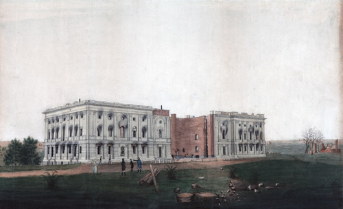 The United States Capitol Building. U.S. Capitol After Burning By The British. Drawing Shows The Ruins Of The U.S. Capitol Following British Attempts To Burn The Building. Washington History - Item # VAREVCHCDLCGCEC675