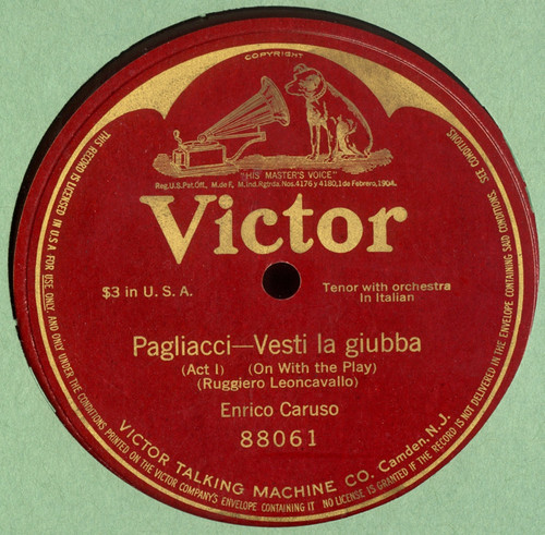 Victor Record Album Of Enrico Caruso Singing Pagliacci - Vesti La Giubba History - Item # VAREVCHCDLCGAEC268