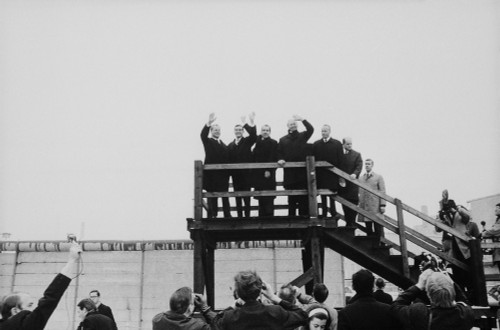 President Nixon Visits The Berlin Wall At Moritzplatz Berlin. Feb. 2 1969. History - Item # VAREVCHISL033EC047