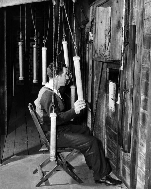 Man Manipulating Gadgets Behind The Scoreboard For The World Series History - Item # VAREVCHBDNEYOCS022