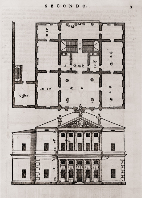 Floor Plan And Elevation Of A Classical Style House From Andrea Palladio'S History - Item # VAREVCHISL007EC895