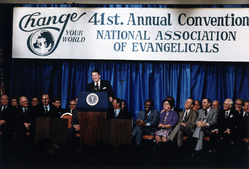 Ronald Reagan. President Reagan Giving The 'Evil Empire' Speech To The Annual Convention Of The National Association Of Evangelicals. Orlando History - Item # VAREVCHCDARNAEC084