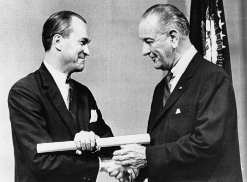 President Lyndon Johnson Congratulates Richard Helms After He Was Sworn In As Cia Director. June 30 History - Item # VAREVCCSUB001CS302