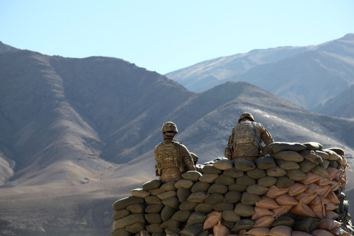 U.S. Army Soldiers Run Communications Equipment From A Sandbag Bunker In The Daymirdad District Center Wardak Province Afghanistan Jan. 9 2011. History - Item # VAREVCHISL024EC158