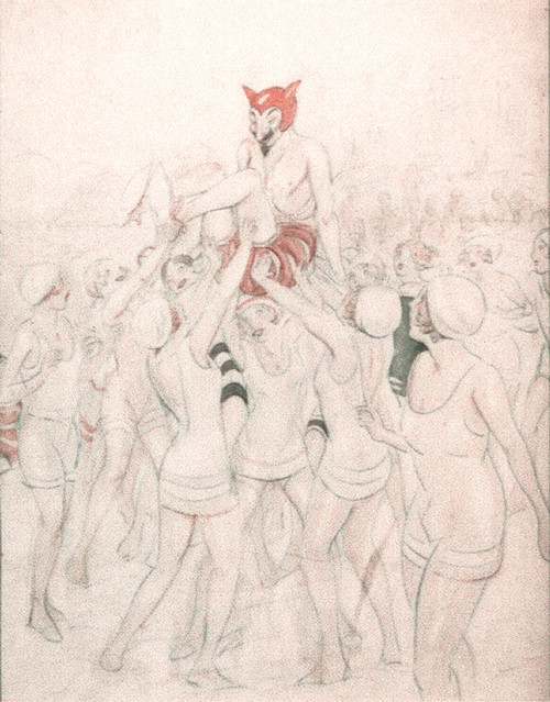 Drawing Of Girls In Bathing Suits Holding Up The Devil History - Item # VAREVCHCDLCGBEC706