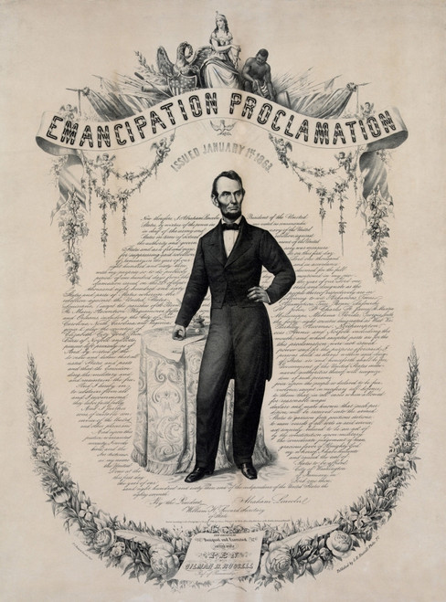 Commemorative Print Of Abraham Lincoln With The Text Of The Emancipation Proclamation Of January 1 History - Item # VAREVCHISL009EC188