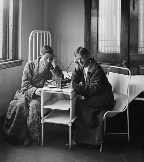 Patients In Bathrobes Listening To A Radio At Garfield Hospital History - Item # VAREVCHISL043EC233
