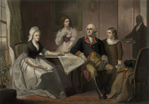 George And Martha Washington Sitting At A Table With Their Grandchildren History - Item # VAREVCHISL010EC186