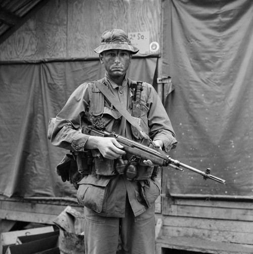 Vietnam War. Us Marine Sergeant Prepared To Go Into A Field With A Reconnaissance Battalion. April 10 History - Item # VAREVCHISL033EC543