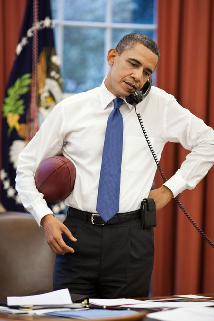 President Obama Talks On The Phone With House Speaker John Boehner During The Final Negotiations Of The April 2011 Budget Fight. April 8 2011. History - Item # VAREVCHISL027EC043