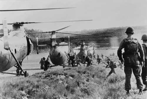 Vietnam War. South Vietnamese Troops Run To Board Helicopters For An Airborne Anti-Guerrilla Operation In Jungles Near Saigon History - Item # VAREVCHISL033EC541 Vietnam War. South Vietnamese Troops Run To Board Helicopters For An Airborne Anti-Guerrilla Operation In Jungles Near Saigon History - Item # VAREVCHISL033EC541