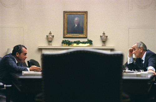 President Lyndon Johnson Meets With Richard Nixon During The 1968 Presidential Campaign On July 26 History - Item # VAREVCHISL033EC127 President Lyndon Johnson Meets With Richard Nixon During The 1968 Presidential Campaign On July 26 History - Item # VAREVCHISL033EC127