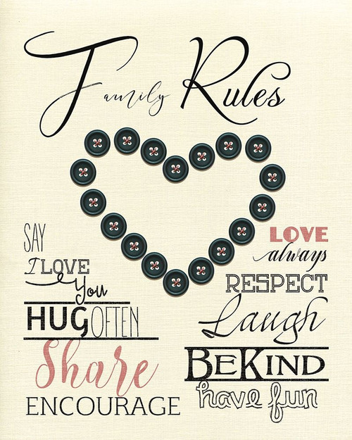 Family Rules Buttons Poster Print by Daniela Santiago - Item # VARPDX40370