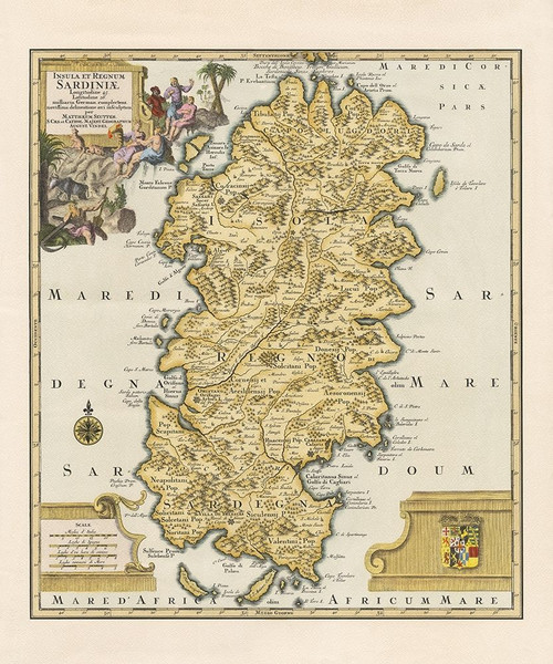 Ancient map Sardinia Island Poster Print by anonymous