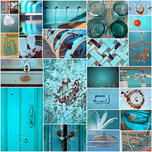 Rustic Teal Collage Poster Print by Gail Peck - Item # VARPDX11105Q