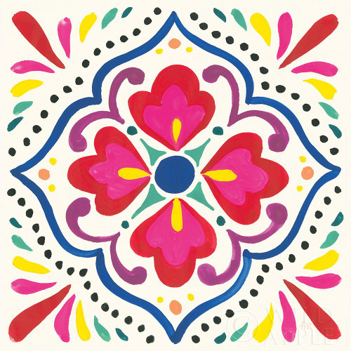 Floral Fiesta White Tile V Poster Print by Laura Marshall - Item # VARPDX41524