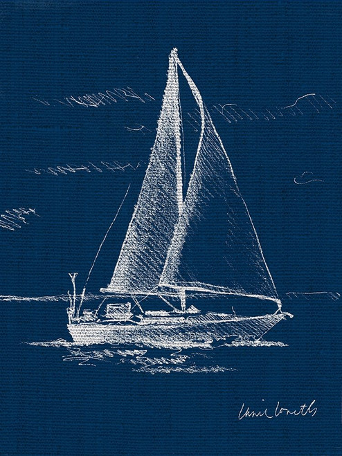 Sail Boat on Blue Burlap I Poster Print by Lanie Loreth - Item # VARPDX11030E