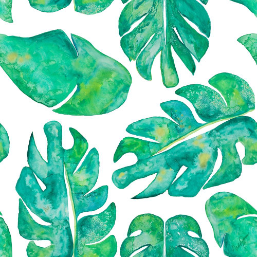 Aqua Leaves On White Poster Print by Kat Papa - Item # VARPDX11571AC