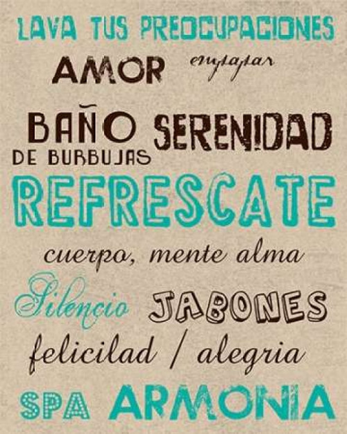Spanish Typography Bath Poster Print by Sheldon Lewis - Item # VARPDXSLBRC234B
