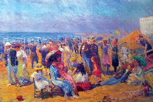 Crowd at the Beach.  High quality vintage art reproduction by Buyenlarge.  One of many rare and wonderful images brought forward in time.  I hope they bring you pleasure each and every time you look at them. Poster Print by William Glackens - Item #