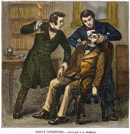 William T.G. Morton /N(1819-1868). American Dentist. Dr. Morton Successfully Performing A Tooth Extraction Under Ether Anesthetic On 30 September 1846, In Boston, Massachuesetts. Wood Engraving, 19Th Century. Poster Print by Granger Collection - Item