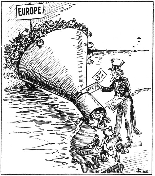 Immigration Cartoon, 1921. /N'The Only Way To Handle It.' Contemporary Cartoon On The Effectiveness Of The Temporary Immigration Act Of 1921 In Reducing The Flood Of Immigrants To The United States To A Mere Trickle. Poster Print by Granger Collectio