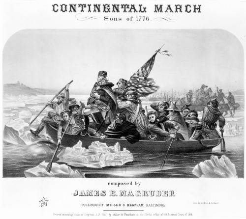 Crossing The Delaware. /N'Washington Crossing The Delaware.' General George Washington Leading His Troop Across The Delaware River During The American Revolutionary War, 1776. Lithograph Sheet Music Cover, 1861. Poster Print by Granger Collection - I
