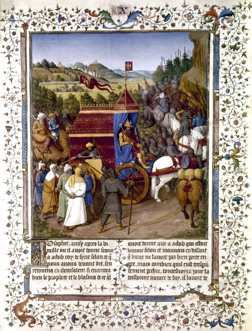 Jerusalem: Temple, 63 B.C. /Nroman General Pompey Enters The Holy Of Holies At The Temple Of Jerusalem In 63 B.C. Manuscript Illumination, French, From 'Antiquites Des Juifs' By Jean Fouquet (C1420-C1480) After Josephus. Poster Print by Granger Colle