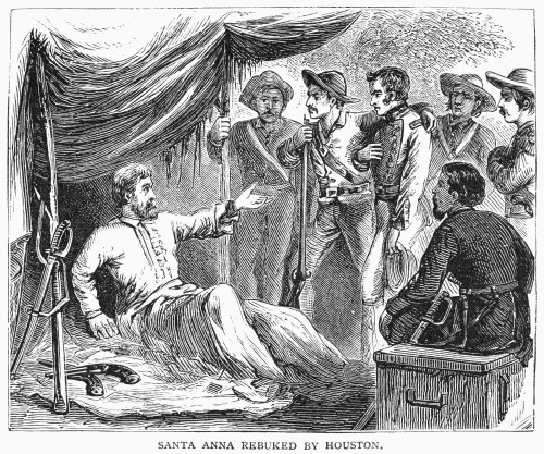 Samuel Houston (1793-1863). /Namerican Soldier And Political Leader. Houston Urging His Followers Shortly After The Battle Of San Jacinto To Protect The Captured Mexican Leader Santa Ana. Engraving, 19Th Century. Poster Print by Granger Collection -