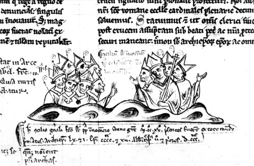 Fourth Lateran Council. /Na Page From Matthew Paris' 'Chronica Maiora,' Written About 1255, Showing The Fathers Of The Fourth Lateran Council Of 1215 And Stating The Number Of Archbishops, Bishops And Abbots Present. Poster Print by Granger Collectio