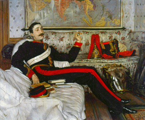 Frederick Gustavus Burnaby /N(1842-1885). English Traveller And Soldier. In His Uniform As A Captain In The Royal Horse Guards, Seated Near A Map Of Asia. Oil On Mahogany Panel, 1870, By James Tissot. Poster Print by Granger Collection - Item # VARGR