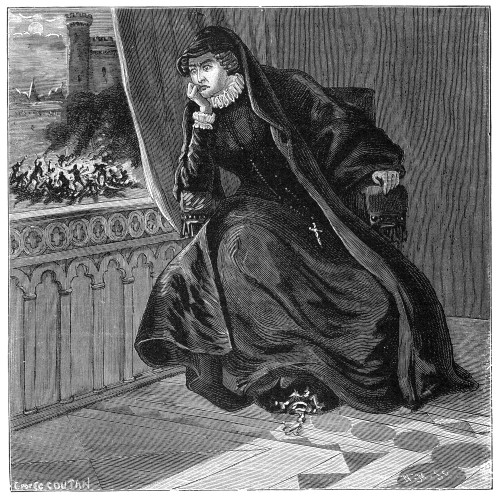Catherine De Medicis /N(1519-1589). Queen Of France, 1547-1559. Catherine Watching The Massacre Of Huguenots In Paris On St. Bartholomew'S Day, Aug. 24, 1572: Wood Engraving, French, 19Th Century. Poster Print by Granger Collection - Item # VARGRC001