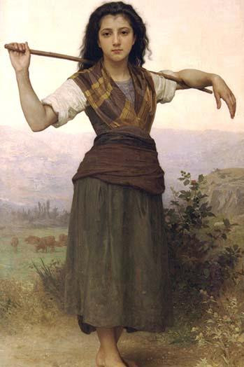 The Shepherdess.  High quality vintage art reproduction by Buyenlarge.  One of many rare and wonderful images brought forward in time.  I hope they bring you pleasure each and every time you look at them. Poster Print by William Bouguereau - Item # V