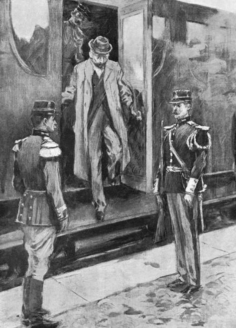 Dreyfus Affair, 1899. /Ncaptain Alfred Dreyfus Leaving The Train At 'La Rabelais,' Near Rennes, During His Return To France For His Trial In Rennes, 1899. Contemporary American Newspaper Illustration. Poster Print by Granger Collection - Item # VARGR