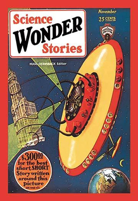 Vintage science fiction pulp magazine cover art for Wonder
