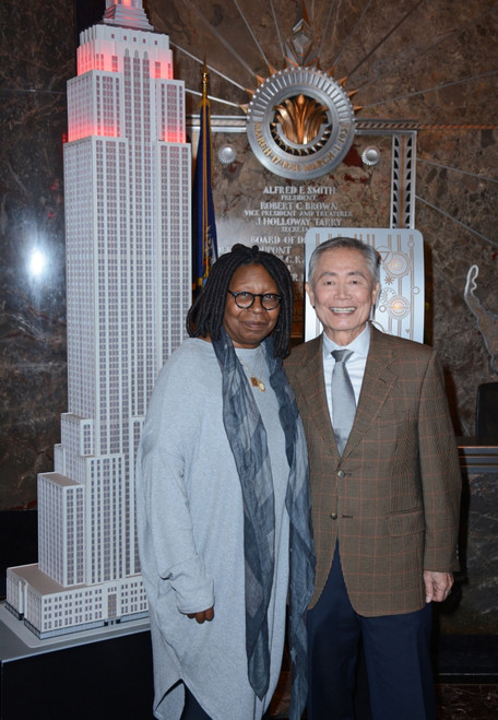 Whoopi Goldberg, George Takei At A Public Appearance For Empire State Building Illuminated In Red In Honor Of World Aids Day, Empire State Building, New York, Ny November 30, 2015. Photo By Derek StormEverett Collection Celebrity ( x - Item # VAREVC1