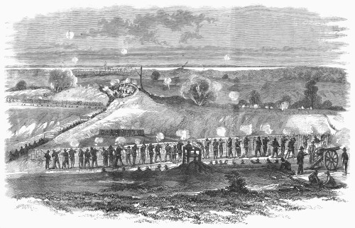 Civil War: Vicksburg, 1863. /Nview Of The Union Line During The Siege Of Vicksburg, May To July 1863, With Vicksburg And The Mississipppi River In The Background. Wood Engraving From A Contemporary German Edition Of An American Newspaper. Poster Prin