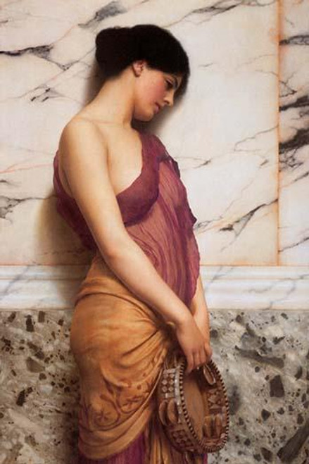 Tambourine Girl.  High quality vintage art reproduction by Buyenlarge.  One of many rare and wonderful images brought forward in time.  I hope they bring you pleasure each and every time you look at them. Poster Print by John William Godward - Item #