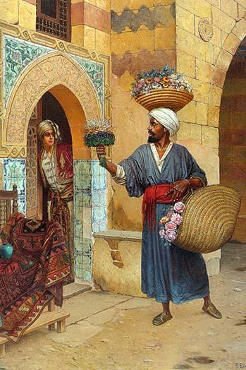 The Flower Merchant.  High quality vintage art reproduction by Buyenlarge.  One of many rare and wonderful images brought forward in time.  I hope they bring you pleasure each and every time you look at them. Poster Print by Rudolf Ernst - Item # VAR