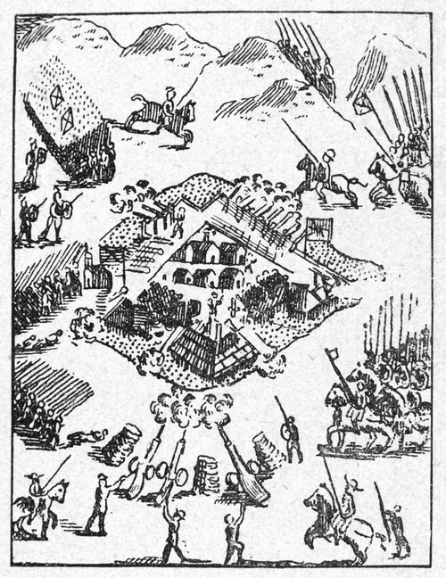 De Soto: Alabama Native Americans. /Nthe Expedition Of Hernando De Soto Besieges The Encampment Of The Alabama Native Americans At Mauvila (Or Mabila), 1540. Woodcut From Herrara Y Tordelsillas' 'Historia...,' 1601. Poster Print by Granger Collection