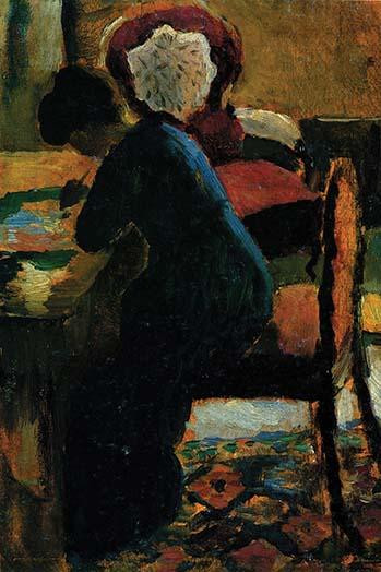 Elisabeth at the desk .  High quality vintage art reproduction by Buyenlarge.  One of many rare and wonderful images brought forward in time.  I hope they bring you pleasure each and every time you look at them. Poster Print by August Macke - Item #