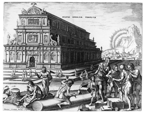 Ephesus: Temple Of Diana. /Nthe Temple Of Diana At Ephesus, Built C550 B.C., With Stone Workers In The Foreground. Line Engraving From 'Diversarum Imaginum Speculativarum,' Published By Joannes Gallaeus At Antwerp, 1638. Poster Print by Granger Colle