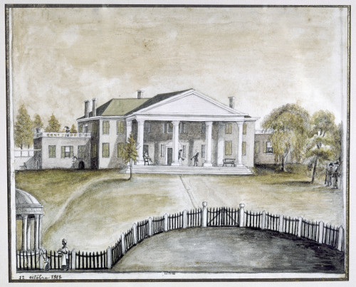James Madison: Montpelier. /Nthe Residence In Orange County, Virginia, Of James/Nmadison, Fourth President Of The United States. Watercolor, 12 October 1818, By Baroness Hyde Neuville, Wife Of The French Minister To The United States. Poster Print by