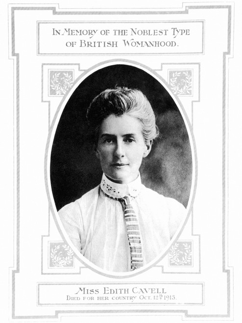 Edith Cavell (1865-1915). /Nedith Laura Cavell. English Nurse. Memorial Page From An English Newspaper Published On The Announcement Of Her Execution By Firing-Squad By The German Occupation Authorities At Brussels On 12 October 1915. Poster Print by