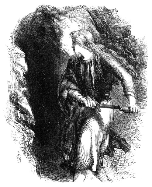 Shakespeare: Cymbeline. /Nimogen, In Boy'S Clothes, Before The Cave Of Belarius In The Wilds Of Wales, In Act Iii, Scene Vi Of William Shakespeare'S 'Cymbeline.' Engraving After Sir John Gilbert, 1881. Poster Print by Granger Collection - Item # VARG