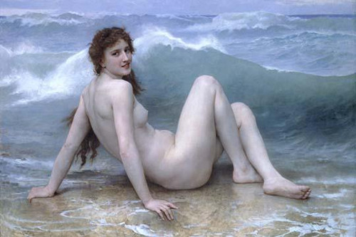 The Wave.  High quality vintage art reproduction by Buyenlarge.  One of many rare and wonderful images brought forward in time.  I hope they bring you pleasure each and every time you look at them. Poster Print by William Bouguereau - Item # VARBLL05