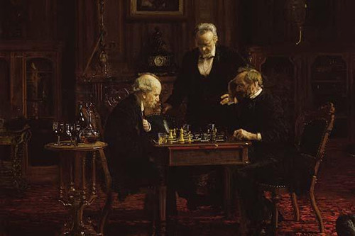 The Chess Players.  High quality vintage art reproduction by Buyenlarge.  One of many rare and wonderful images brought forward in time.  I hope they bring you pleasure each and every time you look at them. Poster Print by Thomas Eakins - Item # VARB